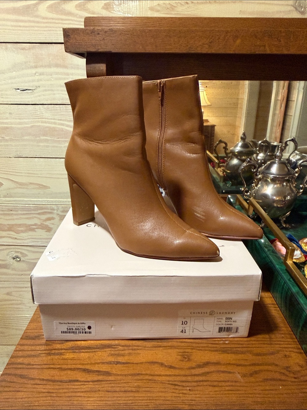 Chinese Laundry Women’s Tan Pointed-Toe Ankle Boots size 10